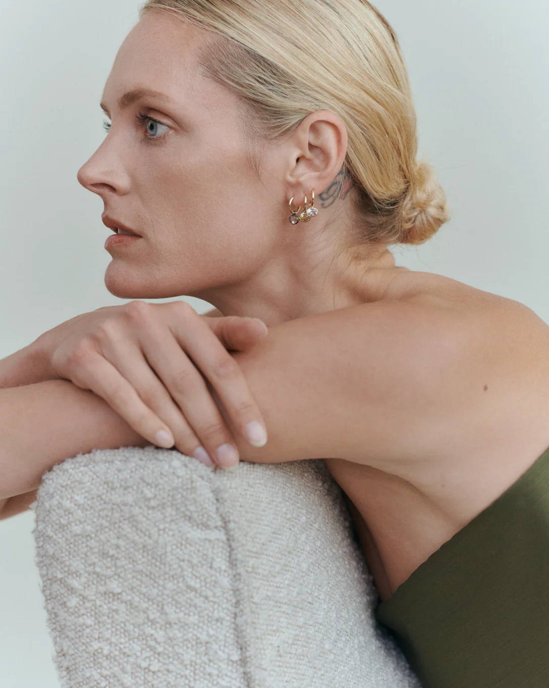 Orbit Hoops - Green Amethyst & Black Rhodium - Image 3